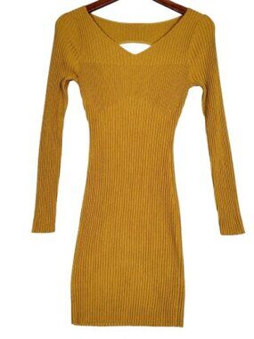 Daily Practice By Anthropologie Sweater Dress Women Medium Mustard Ribbed Preppy
